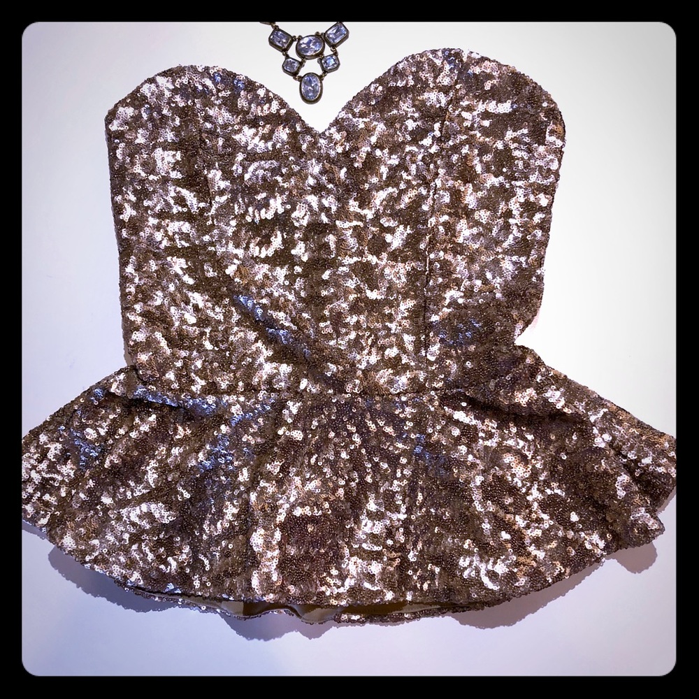 ASOS copper sequin peplum bustier! Hottttt!💋🔥❤️